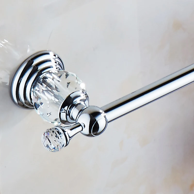 Bathroom Single Towel Bar Towel Rack Holder Solid stainless steel Chrome Crystal Decoration Bathroom Accessories 60cm