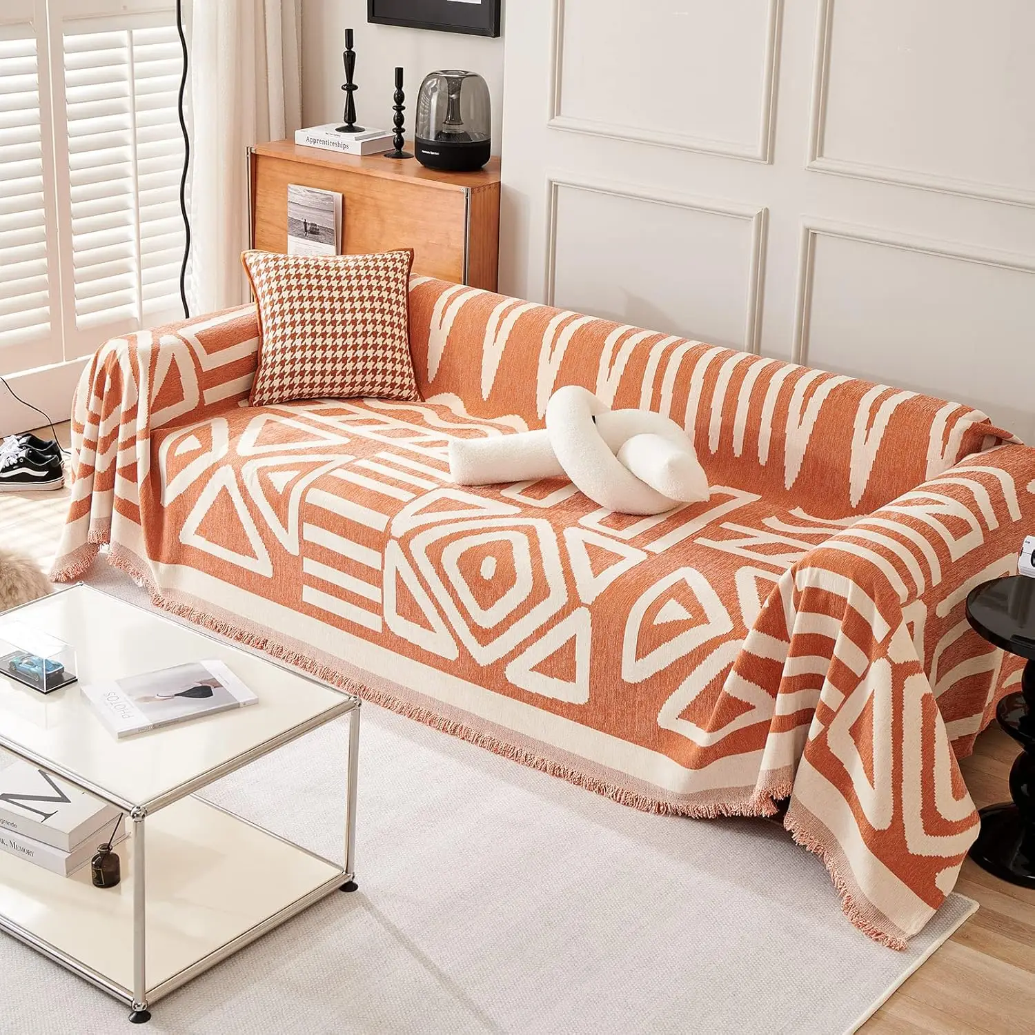 Boho Sofa Covers Chenille Couch Cover For Dogs Geometric Jacquard Sofa Slipcover Living Room Pet Furniture Protector Washable