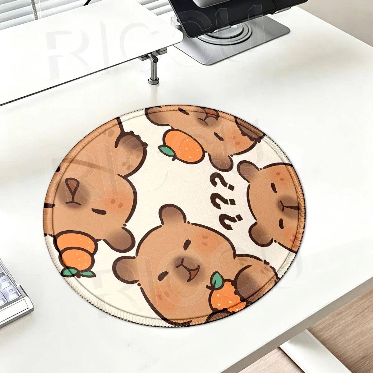 Capybara Cartoon Anti-Slip Round Mousepad - Home Office & Gaming Desk Accessory