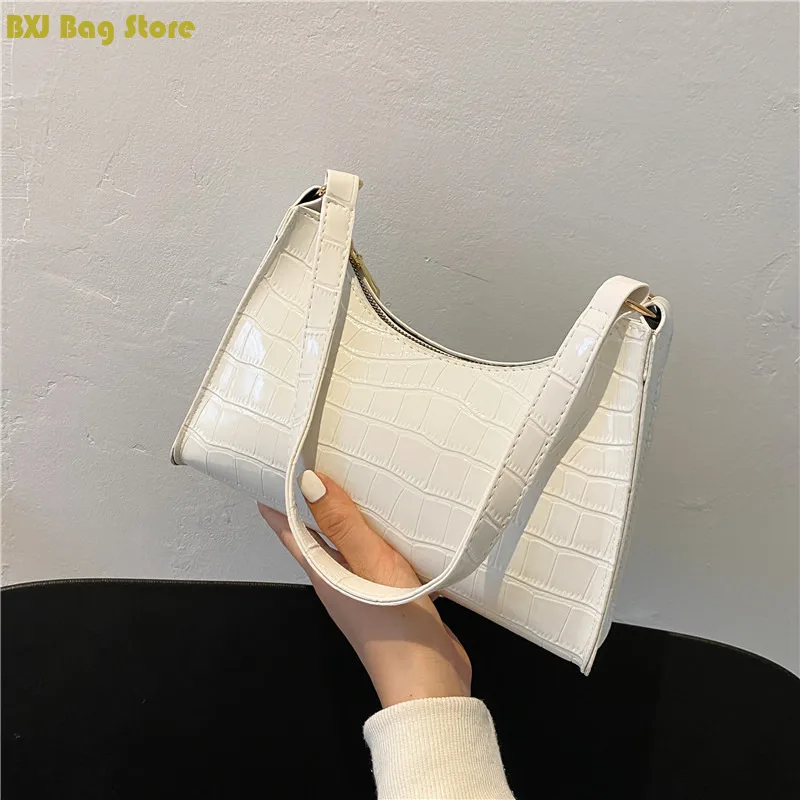 

Armpit Bag Stylish Commuter Shoulder Bag Trend Retro Personality Baguette Bag Crocodile Print Clutch Bag Bags Female