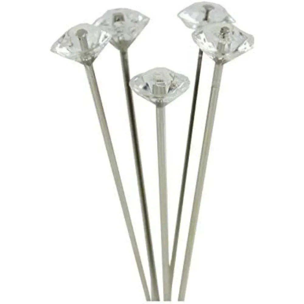 1 상자 50Pcs 합금 핀 투명 다이아몬드 핀 DIY 웨딩 부케 핀 스티치 바늘 플라스틱 상자 바느질 액세서리