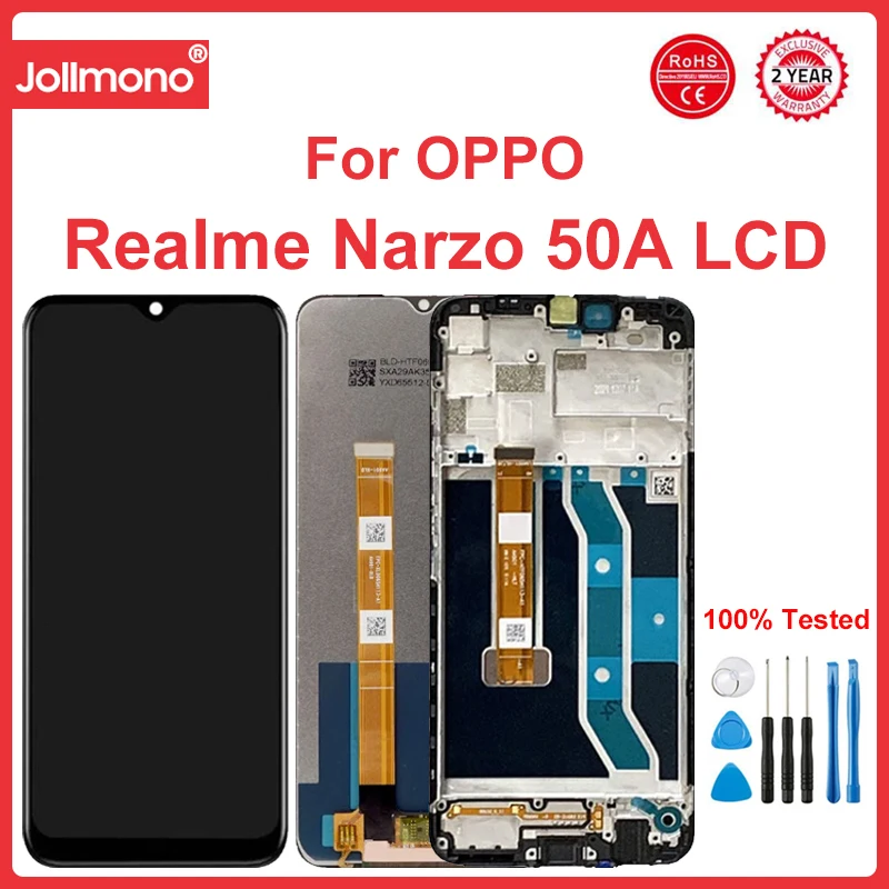 

6.5" AAA Quality Lcd for Realme Narzo 50A Display RMX3430 With Frame Touch Screen Digitizer Assembly Replacement Repair Parts