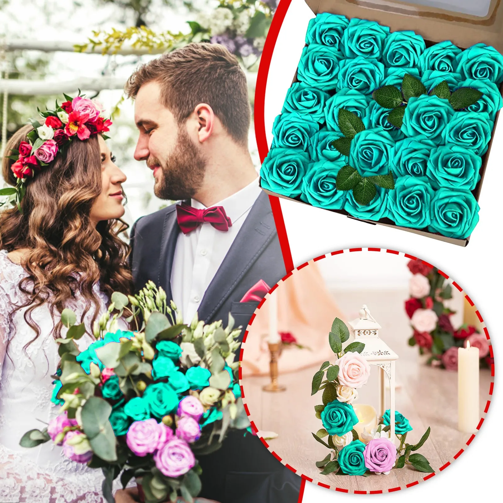 

Valentine'S Day DIY Daily Gift Foam Flower Imitation Flower Artificial Flower Gift Illustration Decoration Small Square Box 25pc