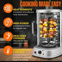 Vertical Rotisserie Oven Grill - Machine Kebab Electric Cooker Rotating Oven, Stainless Steel Roast 2