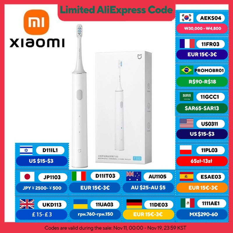 XIAOMI MIJIA Sonic Electric Toothbrushes T300,One Charge For 25 Days,2 Mode,IPX7 Waterproof Rechargeable Toothbrush Whiten teeth