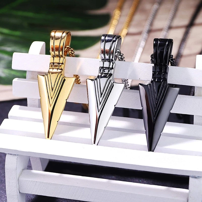 New Personal Security Self Defense Long Necklace with Arrow Pendant Men Wome Stainless Steel Jewelry Chain Defence Tool Weapons
