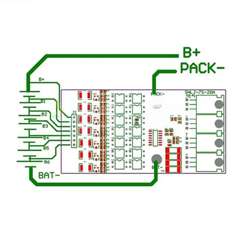 【전자 액세서리】7S 20A 24V 과충전 보호 기능이 있는 리튬 18650 배터리 보호 보드