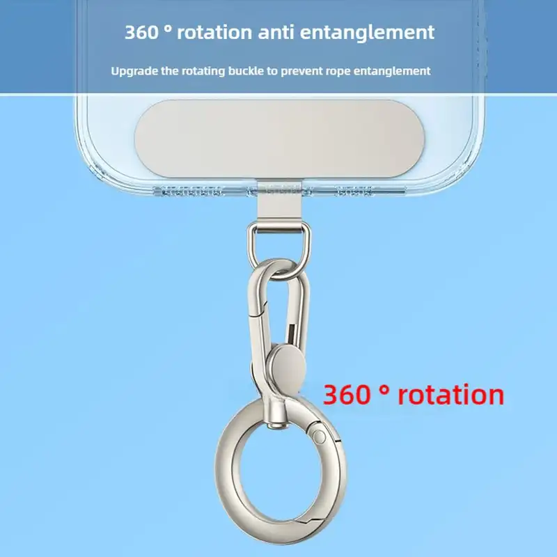 Metal Phone Lanyard Gasket Patch Rotatable Metal Buckle Hanging   Steel Clip Card Cord Tab Mobile Phone Accessories - Image 2