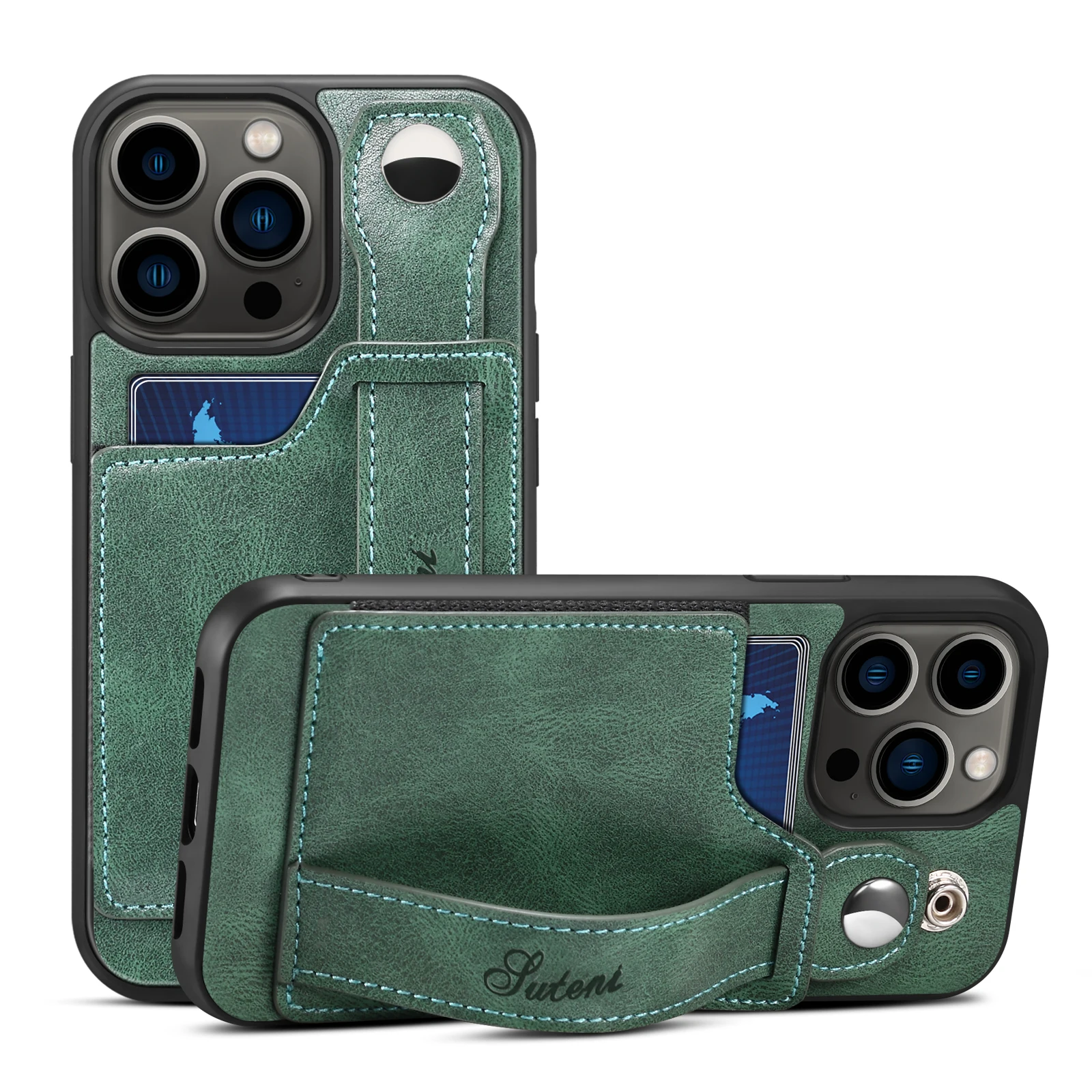 

Luxury Leather Wrist Phone Case For Iphone 14 13 12 11pro Max Xs Max X 7 8 Plus Se 2022 With Stand Back Wallet Sleeve Cover