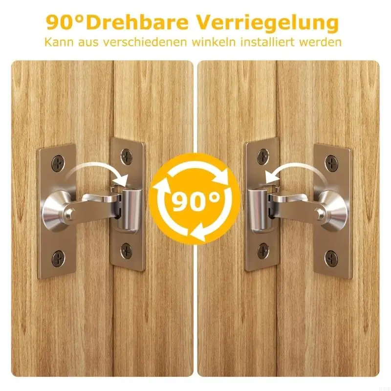 3pcs Small Stainless Steel Door Latches 90 Degree Slide Lock Accessory for Indoor and Outdoor Use with Screws