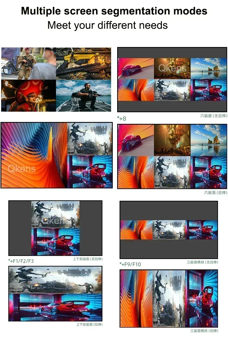 1080p 6x1 HDMI 멀티뷰어 멀티 스크린 분할 디바이더 4x1 5X1 멀티뷰어 원활한 전환 PIP 줌 인/아웃 180도 °   회전시키기