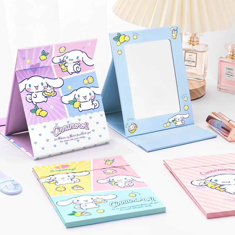 

Sanrioed My Melody Kittly Kuromi Cinnamoroll Handheld Makeup Square Makeup Mirror SPA Salon Fold Cosmetic Mirror Women Toys Gift