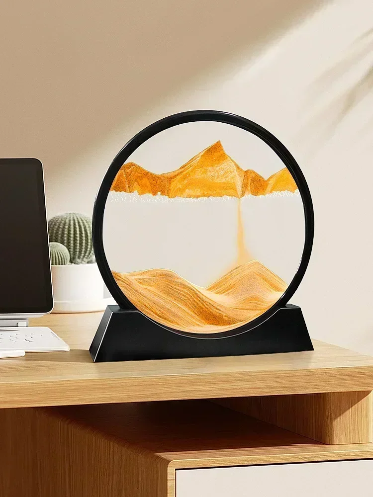 Description Picture 6 of item3D Moving Sand Art Picture Round Glass Deep Sea Sandscape Hourglass Quicksand Craft Flowing Sand Painting Office Home Decor Gift