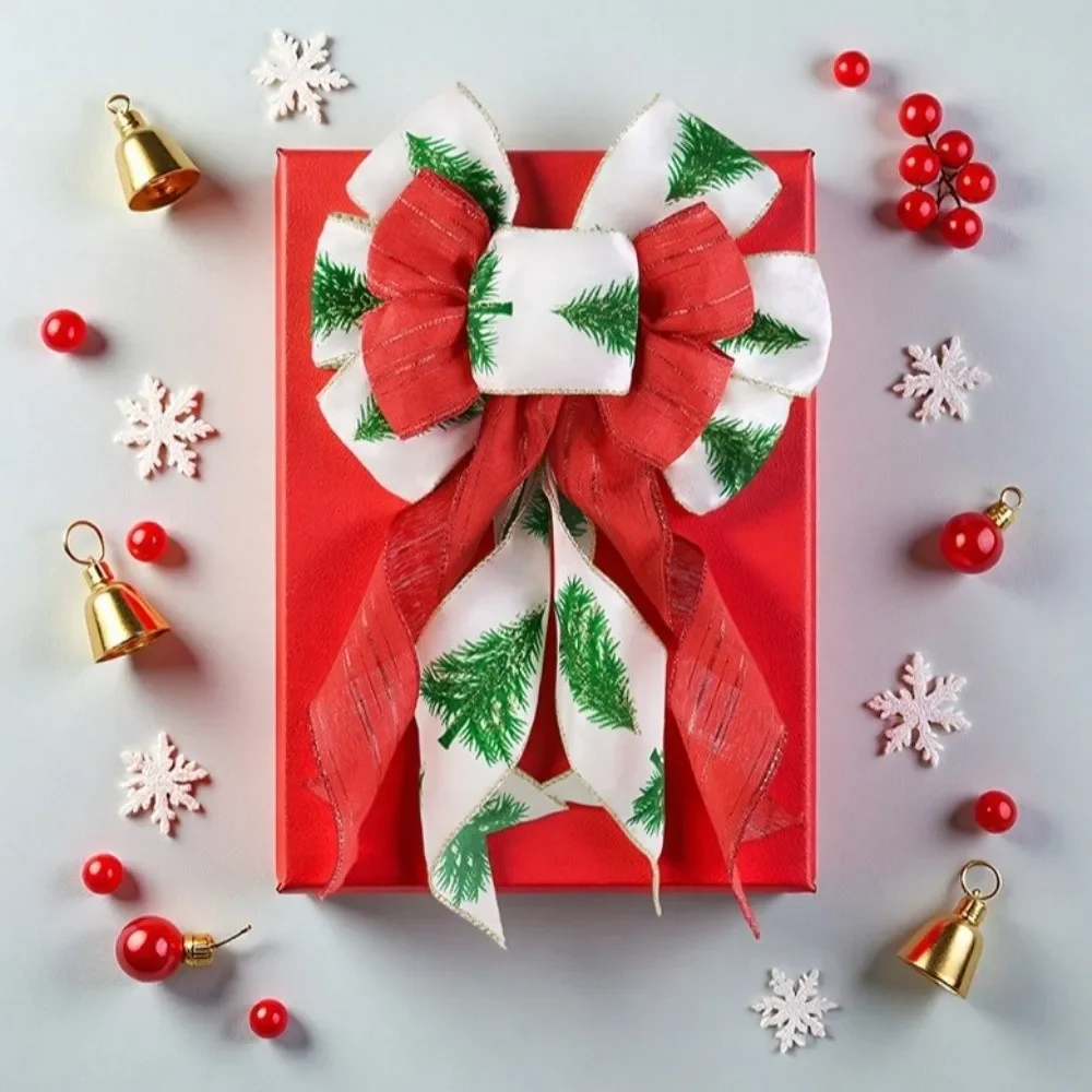 Red Fabric Christmas Double Layer Bow Decoration