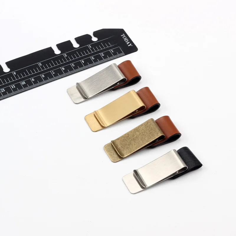 Portable Vintage Brass Money Clip Wallet Thickness Metal Men Cash Bill Clamp Holder ID Credit Card Folder for Male Mini Purse