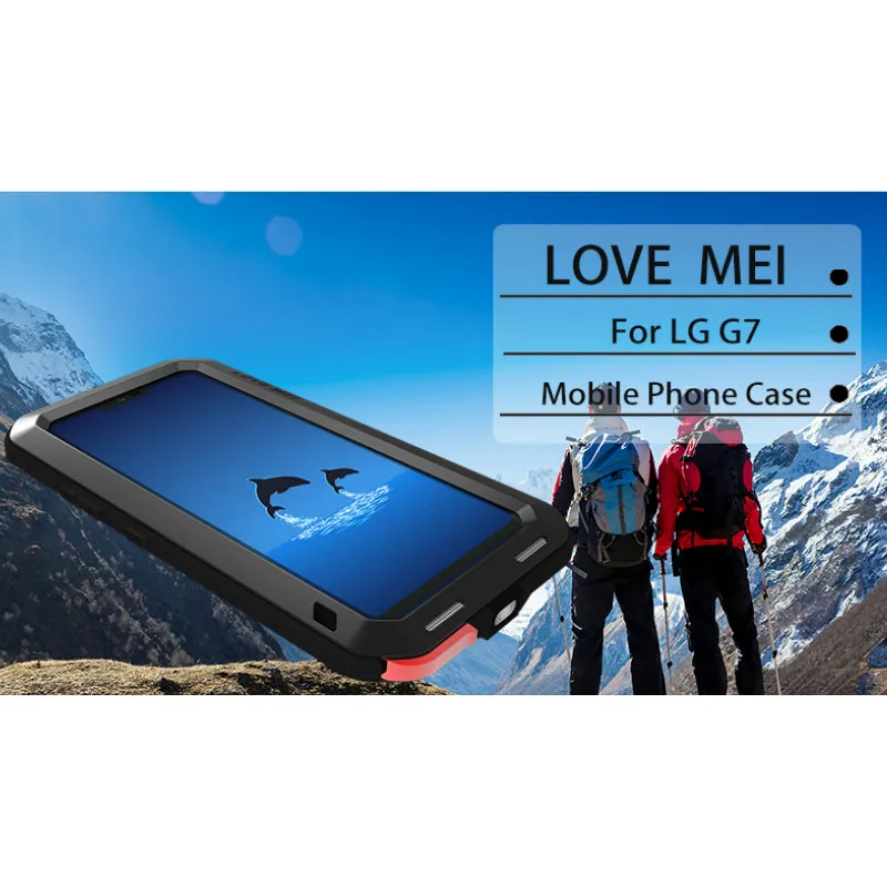 

LOVE MEI Shockproof Aluminum Metal Case For LG G7 ThinQ Full Body Protective Waterproof Case Cover Capa For LG G7 Gorilla Glass