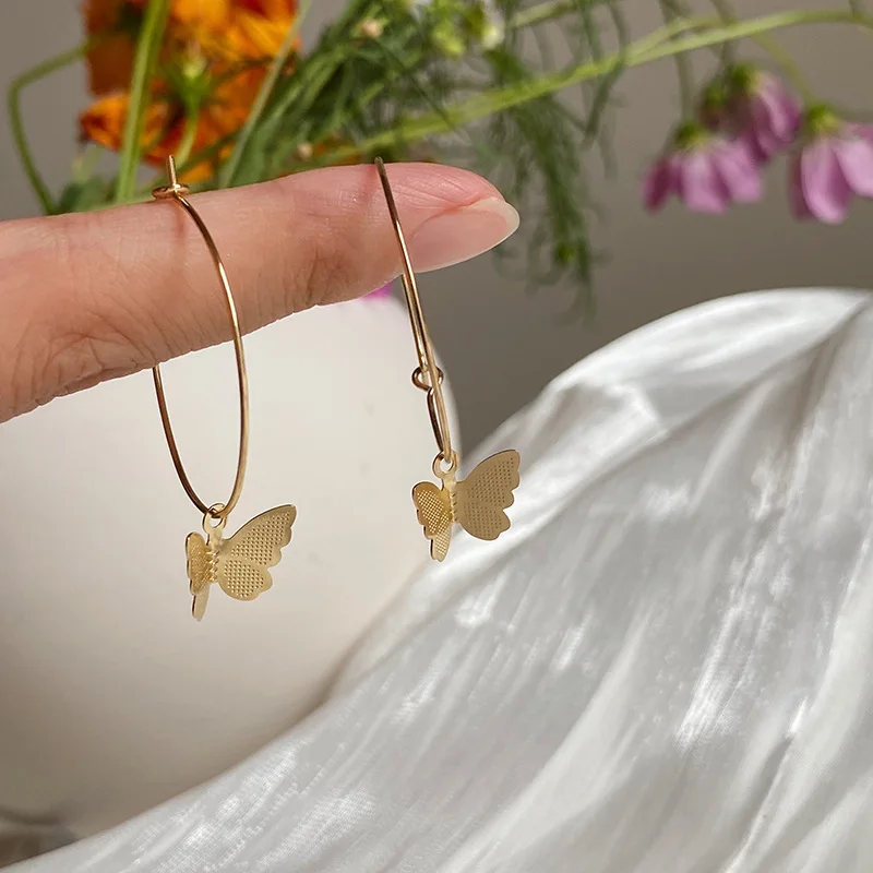 Butterfly Earrings Butterfly Hoop Earrings Gold Hoop