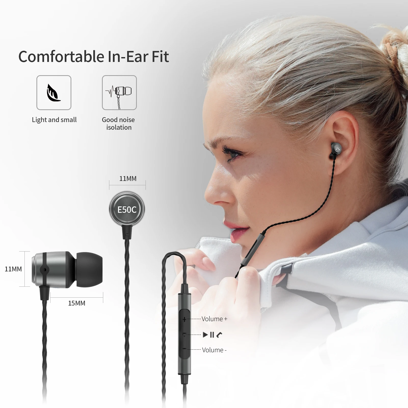 SoundMAGIC E50C Wired Earbuds with Microphone in Ear Monitor HiFi Earphones Good Noise Isolating Headphones Comfortable Fit 6