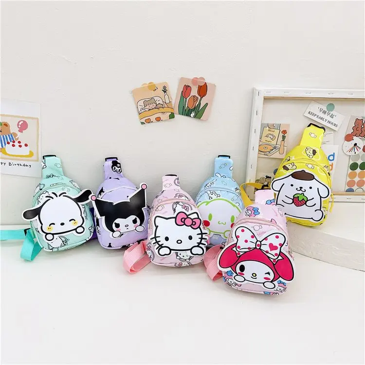 

Kawaii Sanrio Hello Kitty Chest Bag Crossbody Bags Kuromi My Melody Cinnamoroll Messenger Shoulder Handbag for Women Toys Girls