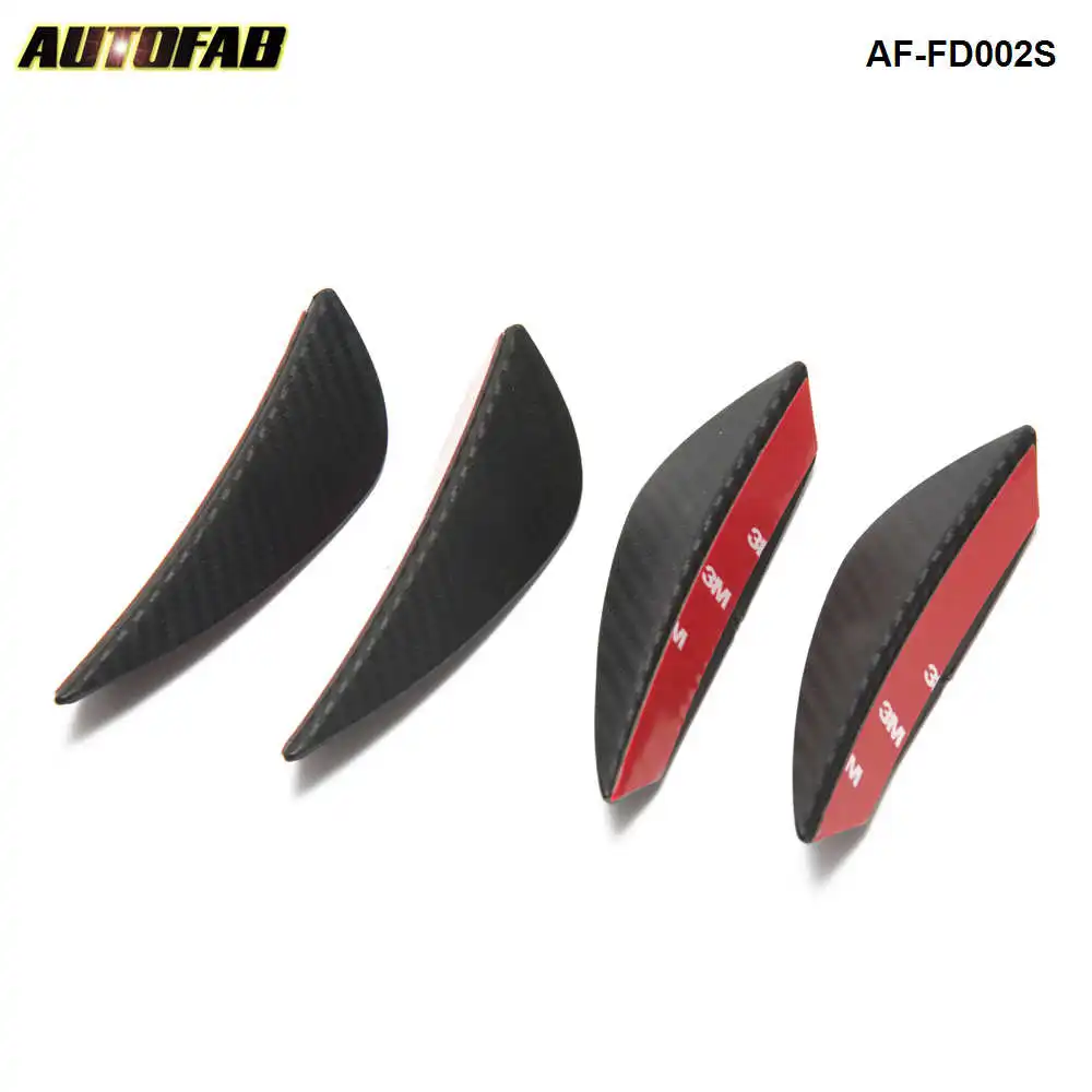 Universal Fit Front Bumper Lip Splitter Fins Body Spoiler Canard Valence Chin Carbon fiber 4pcs AF-FD002S
