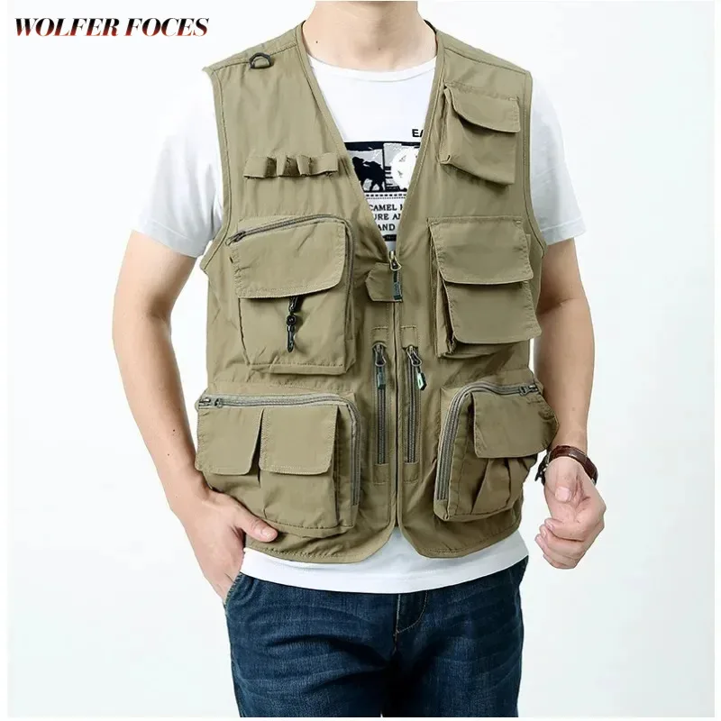 

Мужской жилет для рыбалки, профессиональный кожаный мужской жилет, спортивная куртка без рукавов для альпинизма, рабочая мужская куртка с вышивкой, товары для работы и кемпинга