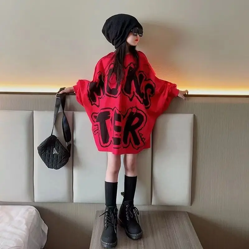 

Girls Spring And Autumn Style Hoodie 2023 New Korean Version Of Loose Children's Clothes Casual Everything T-Shirt Long-Sleeve P