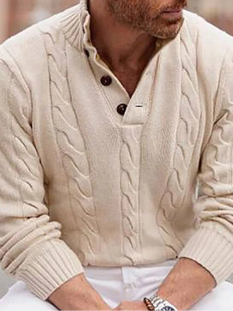 

Men's Stand Collar Knit Sweater - Autumn/Winter Long Sleeve Base Layer Pullover