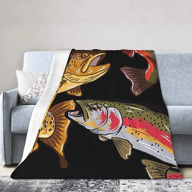 Fly Fishing Trout Tribute Blanket Soft Warm Flannel Throw Blanket Bedspread  for Bed Living room Picnic Travel Home Sofa - AliExpress