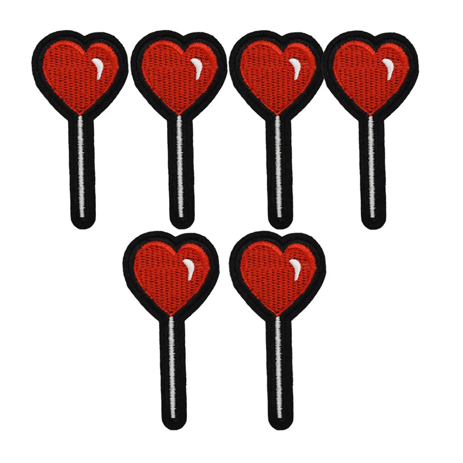 

10PCS Heart Lollipop Patches for Clothing Iron Embroidered Patch Applique Cute Love Sewing Accessories DIY Clothes Bags Shoes