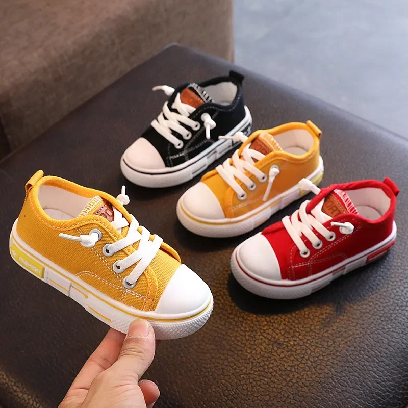 Children's Canvas Shoes Spring Autumn Sneakers Boys Casual Sports Running Shoe Girls Breathable Soft-soled Toddler Flat Sneakers
