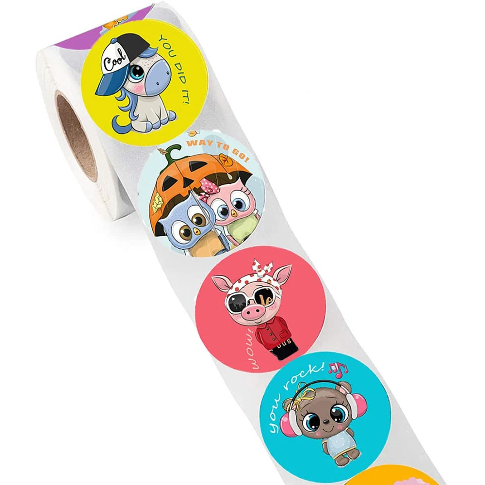 50-500PCS Cartoon Belohnung Aufkleber 8 Stil Muster Spielzeug Label Schule Lehrer Belohnung Aufkleber Tiere Cartoon Sammelalbum Dekoration – Detail 3