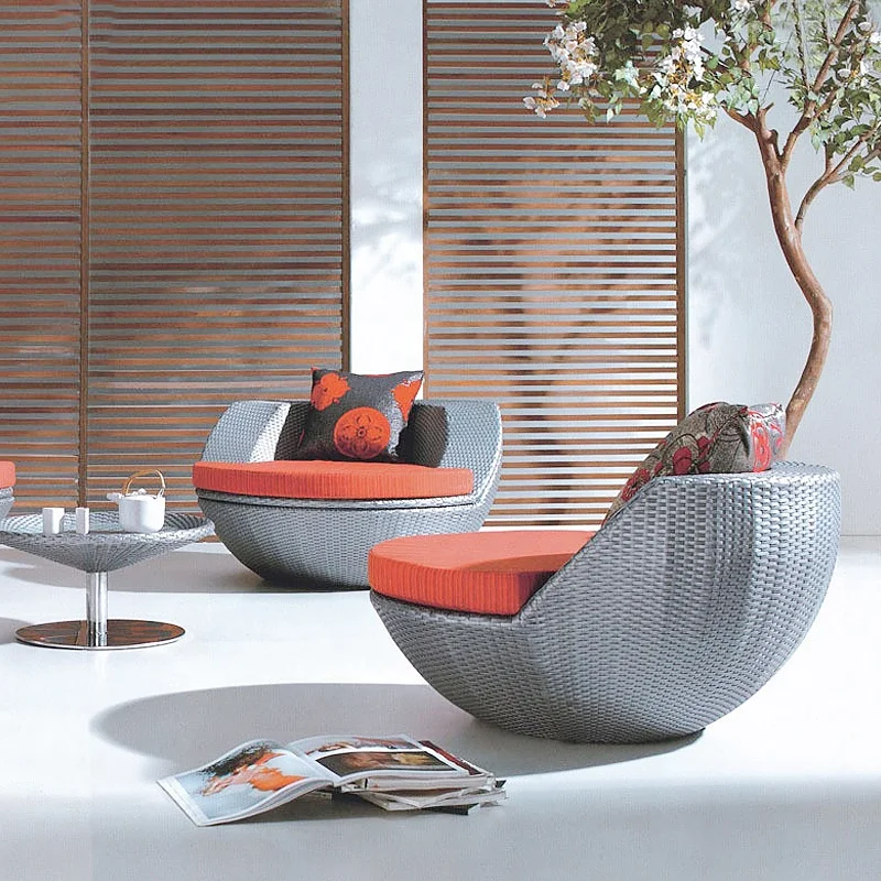 Outdoor Rattan Lounge Chair Sofa Combination Coffee Table Balcony Table and Chair Courtyard Hotel Garden Furniture