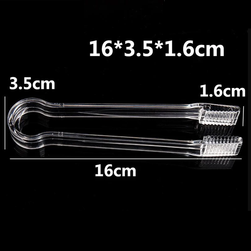 1Pc 16*3.5CM Clear Plastic Barbecue BBQ Clip Bread Food Ice Clamp Ice Clip Tongs Tool Bar Kitchen Accessories