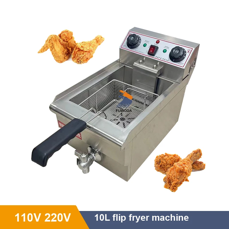 Commercial 10L Deep Fryer Electric 110/220V Chicken French Fries Fryer Reversible Heating Pipe Frying Oven Machine 1