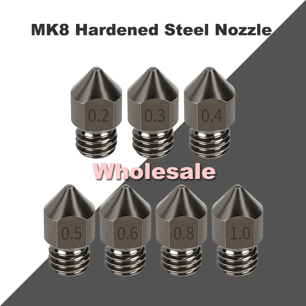

5/10Pcs Wholesale High Quality MK8 Hardened Steel Nozzle M6 Thread Nozzle For 1.75mm Filament For Ender 3 CR10 3D Printer Parts