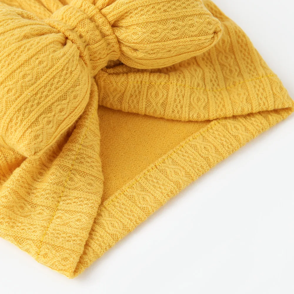 Lovely Bowknot Knitted Baby Hat Cute Solid Color Baby Girls Boys Hat Turban Soft Newborn Infant Cap Knitting Beanies Head Wraps 5
