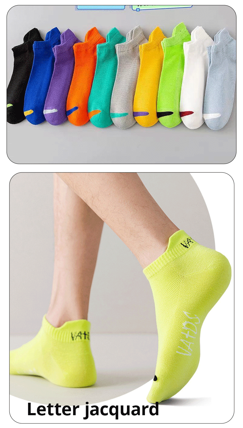 5/6/12 Paar Helle Farbe Knöchel No Show Socken Männer Atmungsaktive Street Fashion Sport Deodorant Unsichtbare Reise Lauf Socken – Detail 5