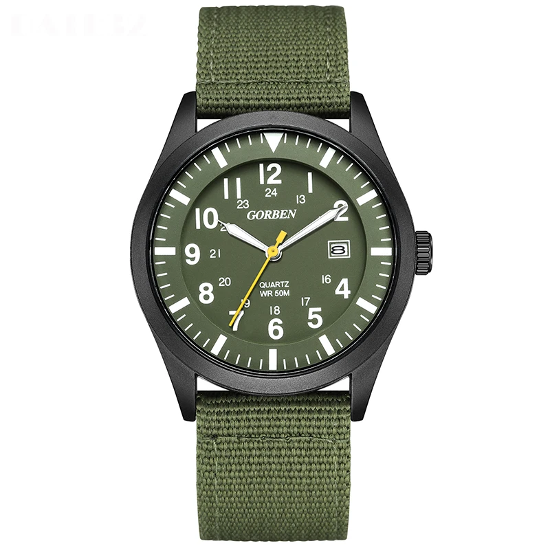 Military Watch For Men Army Green Sports Nylon Belt Quartz