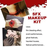 Halloween Makeup Kit Professional Face Body Paint Spooktacular Wound Scar Wax Makeup Fake Scab Blood Spatula Spooky Painting Kit 2