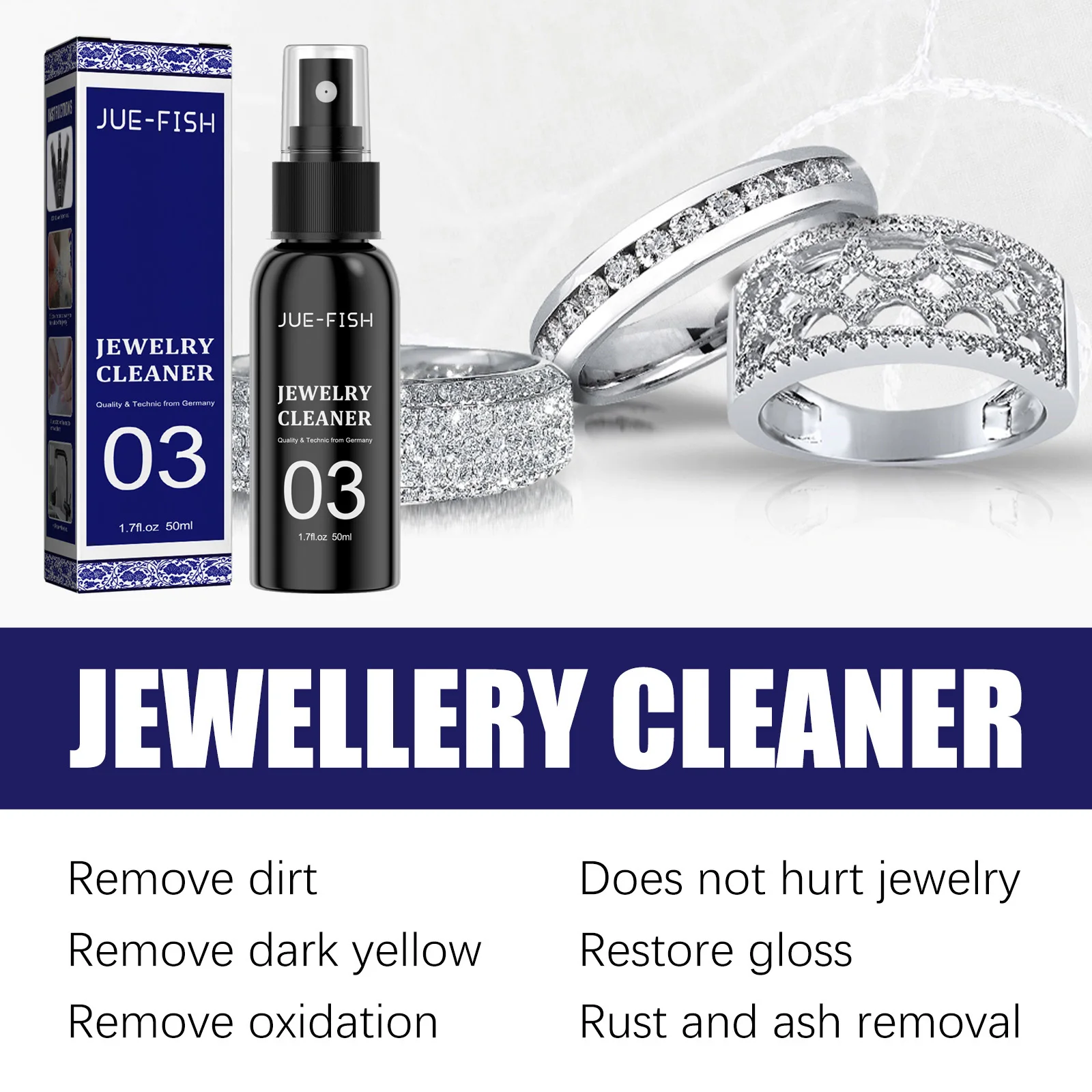 Multi-functional Jewelry Cleaner is non-irritating and Quickly Remove Sweat Stains and Residues It is Portable and Convenient
