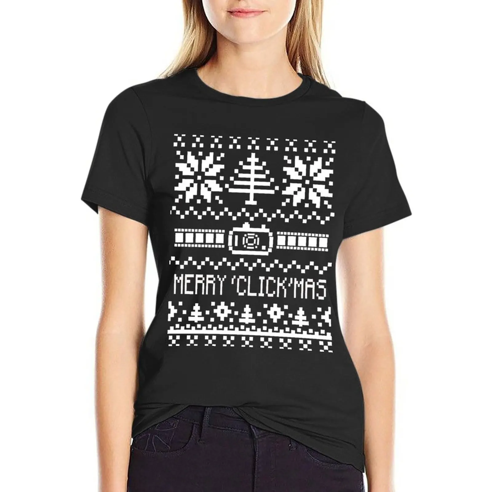 Ugly Christmas Sweater - Camera / Merry 'Click'Mas T-Shirt Blouse tops Women's summer blouses 2024