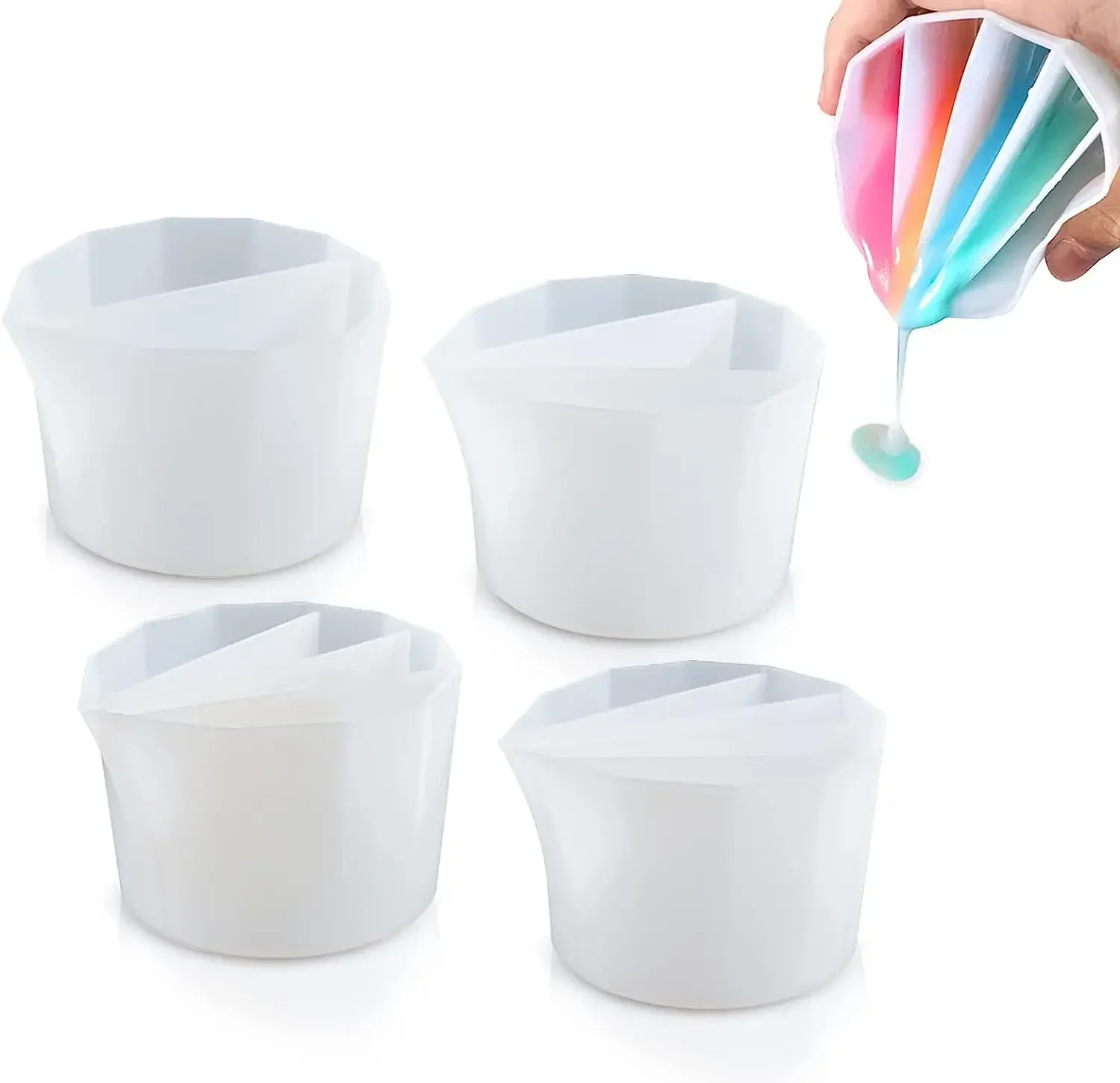 Split Cup Silicone Pouring Cup With Dividers For Acrylic Paint Resin