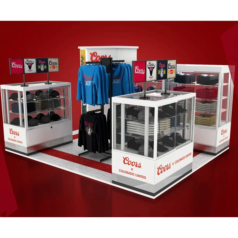 Custom high quality-shirt kiosk cabinet clothing Display kiosk custom clothes kiosk for shopping mall
