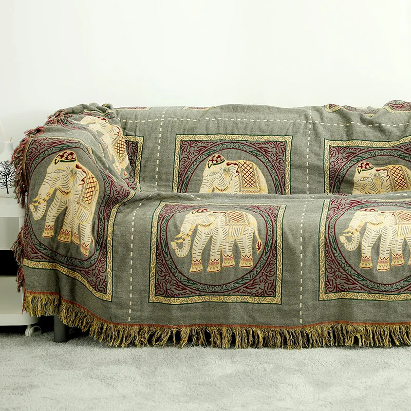 

Elephant Bohemia Boho Throw Blanket Tapestry Bedspread Outdoor Camp Beach Towels Sofa Chair Cover Mat Rug Tassel