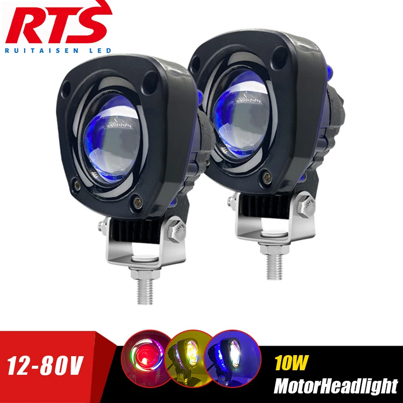 

Motorcycle LED Headlight Angel Eye Universal Spotlight Scooter Motorbike Headlamp Bulb Motorbike Auxiliary Driving Work Light