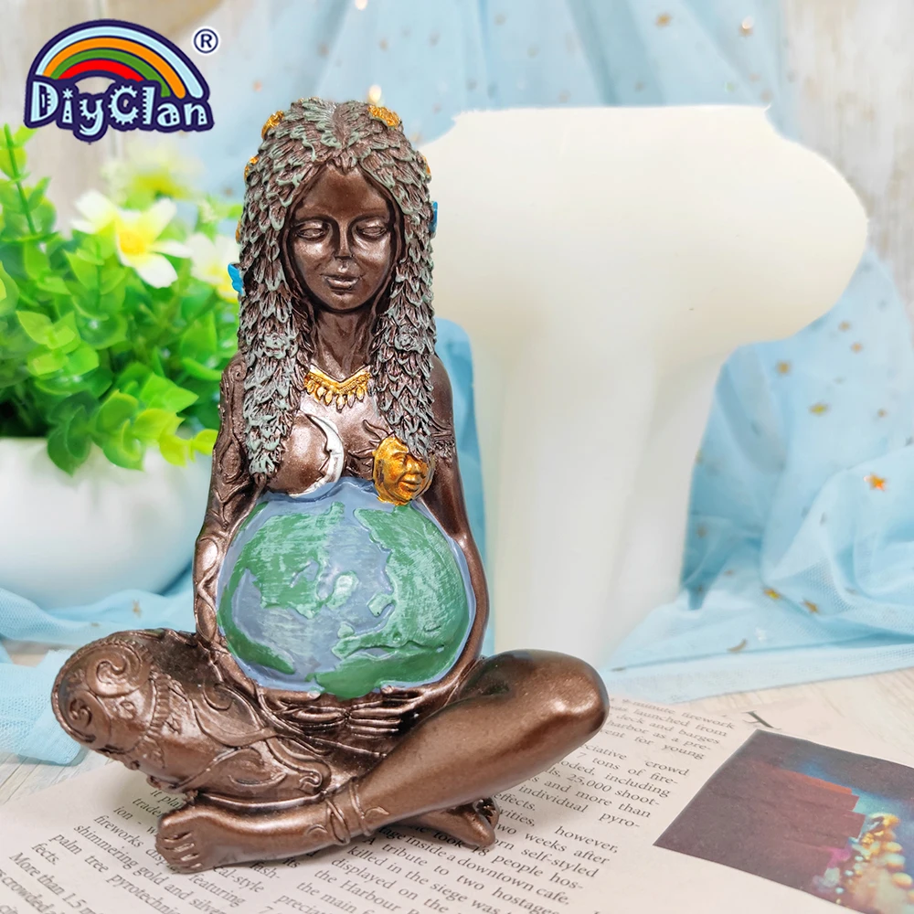 Kleine Goddness Mutter Erde Silikon Form DIY Handwerk Backen Kerze Gips Aromatherapie, Der Dekoration Form 3D Gaia Statue – Detail 4