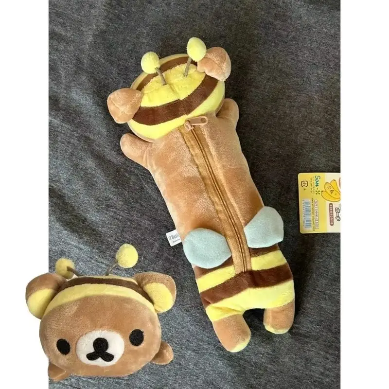 편안한 곰돌이 필통 꿀벌 곰 일본 카와이 리락쿠마 학생용 문구 보관 가방 여자친구 선물 슈퍼 귀여운 핫 아이템