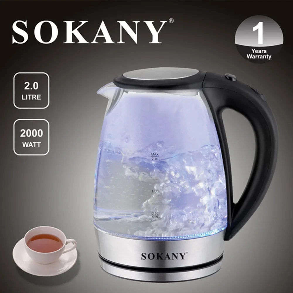 

Электрический чайник из нержавеющей стали, 2 л, 2000 Вт, 220 В