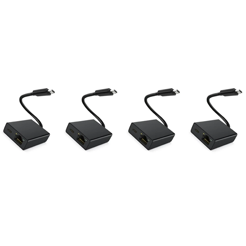 마이크로 USB 네트워크 카드 이더넷 어댑터, 4K 파이어 TV 스틱 이더넷 스위치 라우터용, 4X 마이크로 USB-100M 네트워크 카드