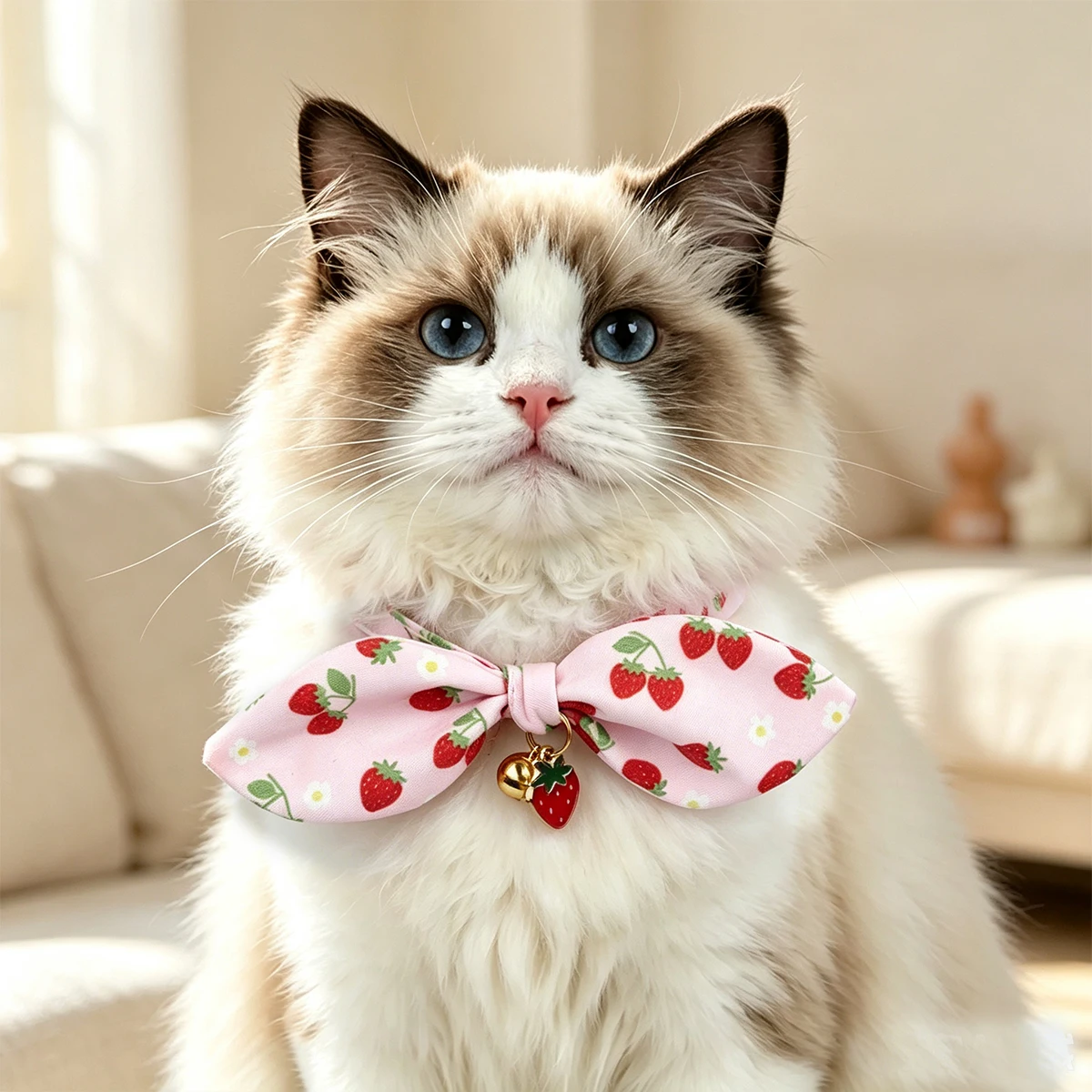 Adorable Strawberry Print Safety Buckle Pet Collar